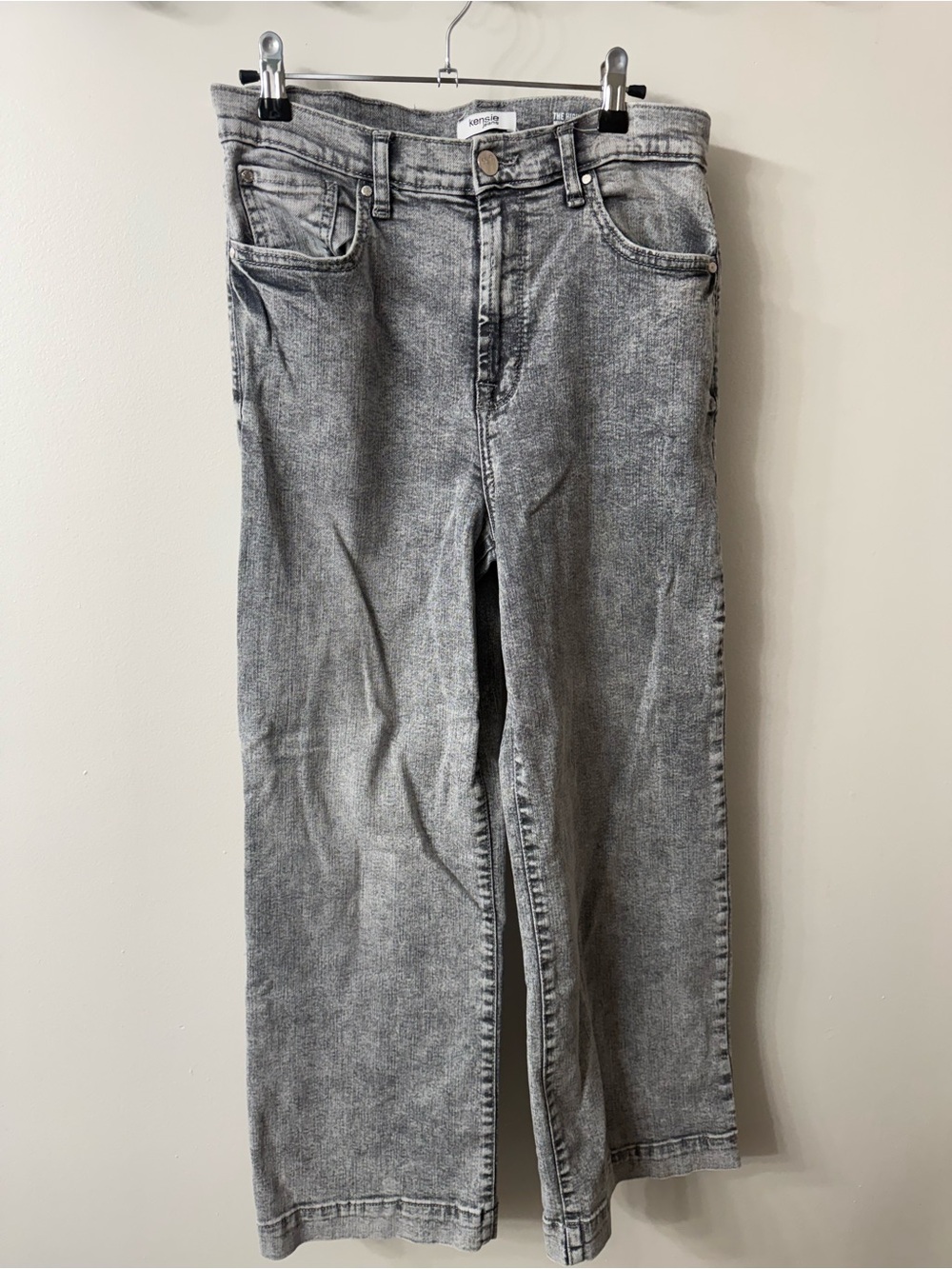 Kensie Hide Rise Wide Leg Ankle Jeans in Grey